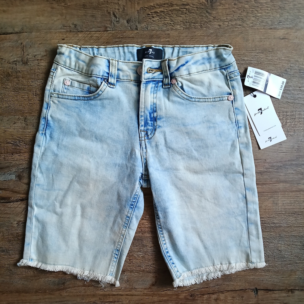 7 For All Mankind Boys Light Blue Denim Shorts Size 14
